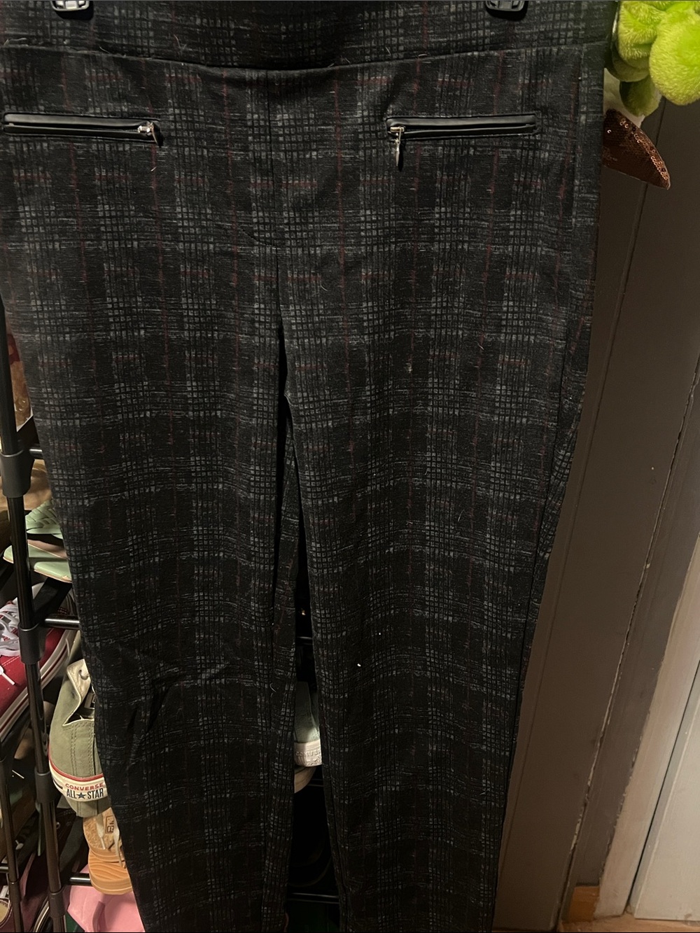 89th & Madison Black Patterned Skinny Dress Pants